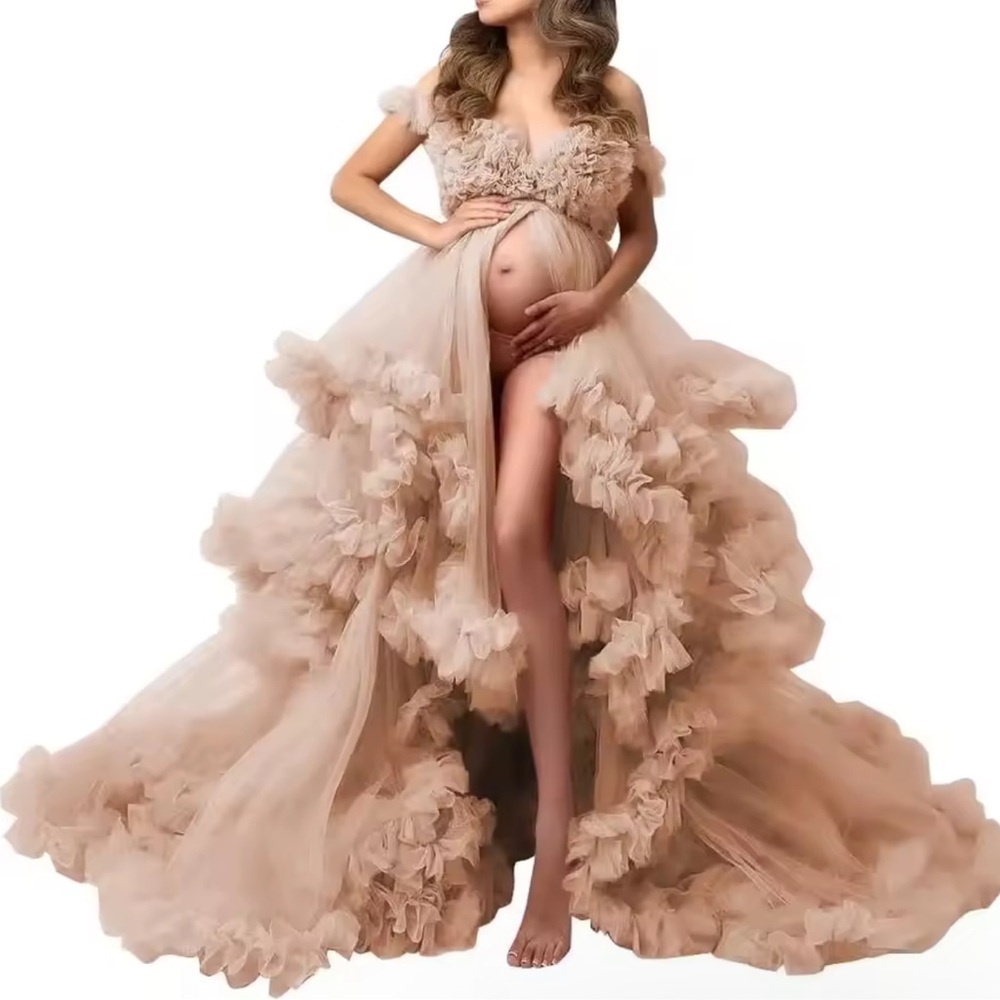 Elegant Cream Maternity Gown- Size L-XL